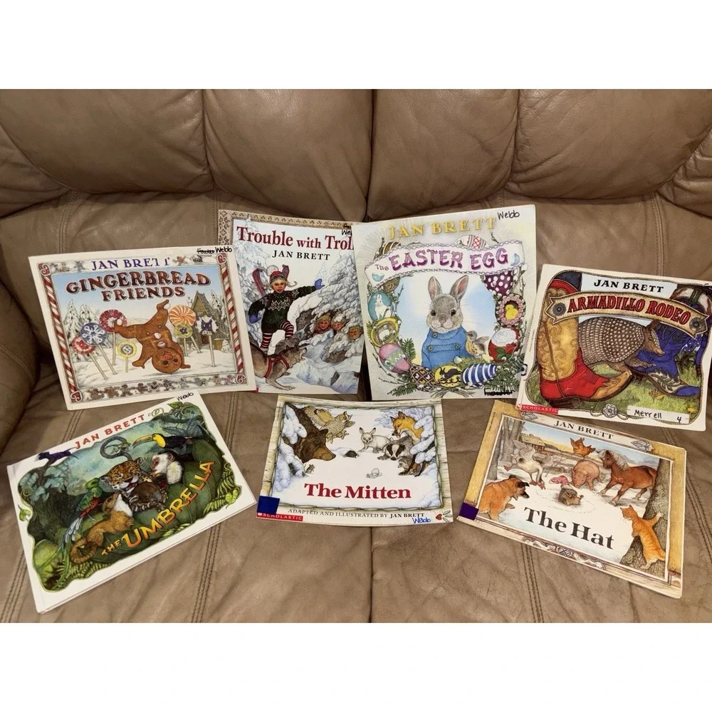 Jan Brett Umbrella Hat Easter Mitten Trolls Pre-k Picture Books Lot of 7